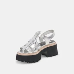 LATICE SANDALS SILVER DISTRESSED LEATHER(Latice Sandals Silver Distressed Leather) -Dolce Vita DOLCEVITA SANDALS LATICE SILVERDISTRESSEDLEATHER 10