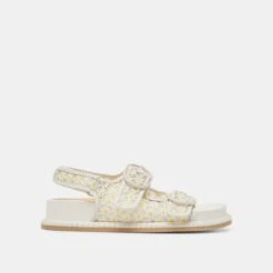 STUART FLORAL SANDALS WHITE YELLOW FLORAL MESH(Stuart Floral Sandals White Yellow Floral Mesh)