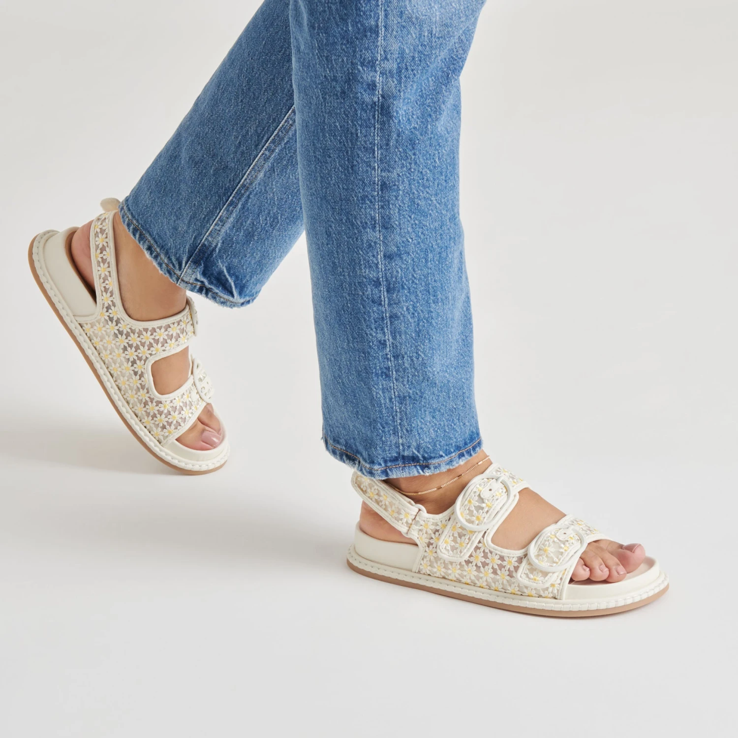 STUART FLORAL SANDALS WHITE YELLOW FLORAL MESH(Stuart Floral Sandals White Yellow Floral Mesh) 2 STUART FLORAL SANDALS WHITE YELLOW FLORAL MESH(Stuart Floral Sandals White Yellow Floral Mesh) - Image 2