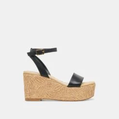 TALISA WEDGES BLACK LEATHER(Talisa Wedges Black Leather)