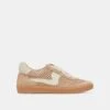 NOTICE EYELET PERF SNEAKERS CAMEL SUEDE(Notice Eyelet Perf Sneakers Camel Suede)