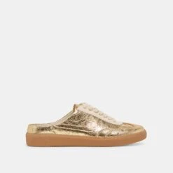NOTICE SLIDE SNEAKERS GOLD DISTRESSED LEATHER(Notice Slide Sneakers Gold Distressed Leather)