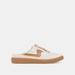 NOTICE SLIDE SNEAKERS WHITE PINK EYELET(Notice Slide Sneakers White Pink Eyelet)