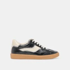 NOTICE STITCH SNEAKERS NOIR CROCO EMBOSSED LEATHER(Notice Stitch Sneakers Noir Croco Embossed Leather)