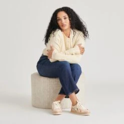 AZALIA SNEAKERS PINK FLORAL RAFFIA(Azalia Sneakers Pink Floral Raffia) -Dolce Vita DOLCEVITA SNEAKER AZALIA PINKFLORALRAFFIA ONFOOT 01