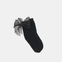 BOW CREW SOCKS BLACK(Bow Crew Socks Black)