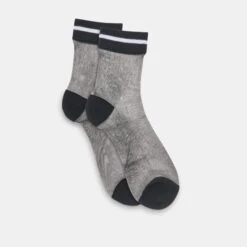 SHEER STRIPE CREW SOCKS 2 PACK BLACK GREY(Sheer Stripe Crew Socks 2 Pack Black Grey) -Dolce Vita DOLCEVITA SOCKS HOISERY PAIR 2