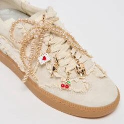 Dolce Vita NOTICE LACE SNEAKERS IVORY + GOLD CHARM BUNDLE(Notice Lace Ivory Gold Charm Bundle)