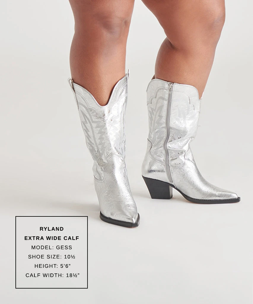 RYLAND EXTRA WIDE CALF BOOTS SILVER DISTRESSED LEATHER(Ryland Extra Wide Calf Boots Silver Distressed Leather) 2 RYLAND EXTRA WIDE CALF BOOTS SILVER DISTRESSED LEATHER(Ryland Extra Wide Calf Boots Silver Distressed Leather) - Image 2