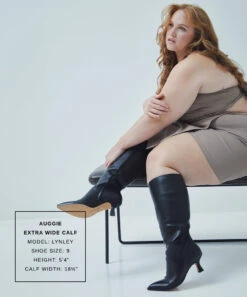 AUGGIE EXTRA WIDE CALF BOOTS BLACK LEATHER(Auggie Extra Wide Calf Boots Black Leather) -Dolce Vita LYNLEY AUGGIE XWC